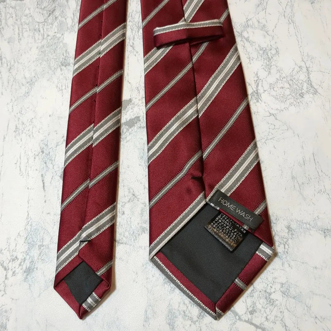 ✺Men's tie✺Regimental striped wine red washable