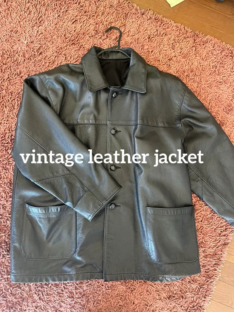 [Ropa vintage vintage] Hermosa chaqueta de cuero genuino