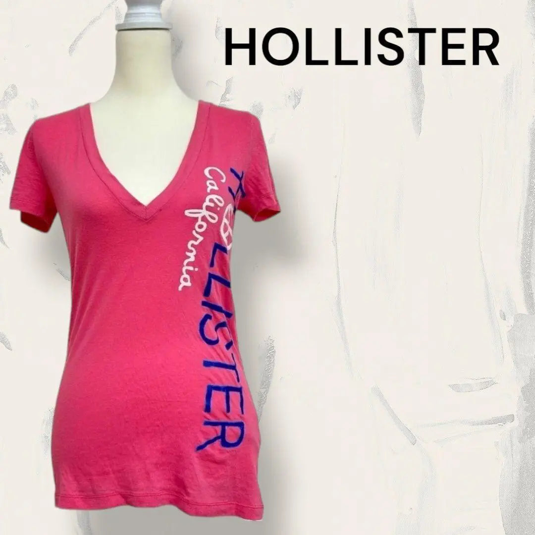 HOLLISTER Hollister Tops Camiseta Larga Rosa Cuello V