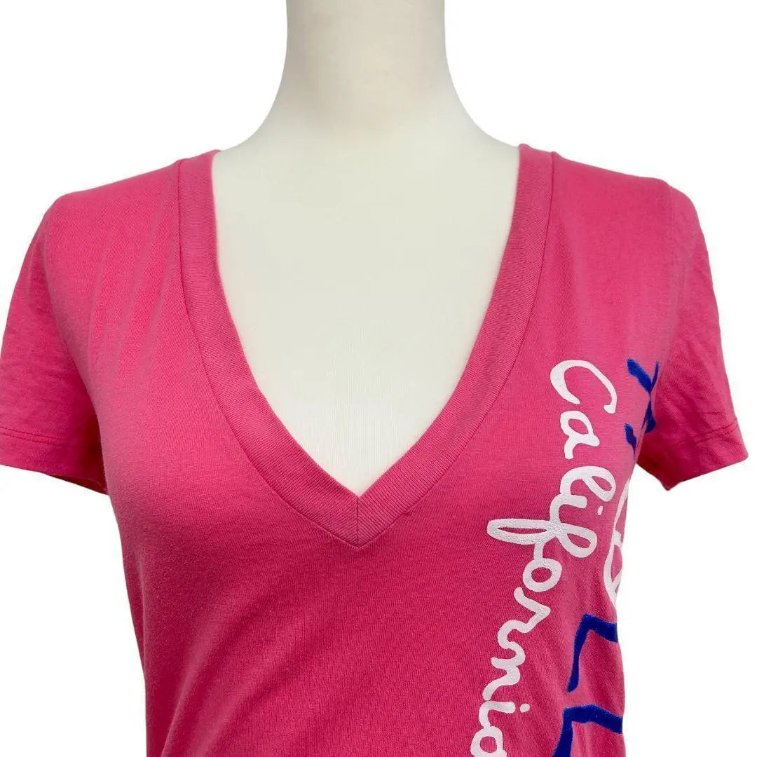 HOLLISTER Hollister Tops Camiseta Larga Rosa Cuello V