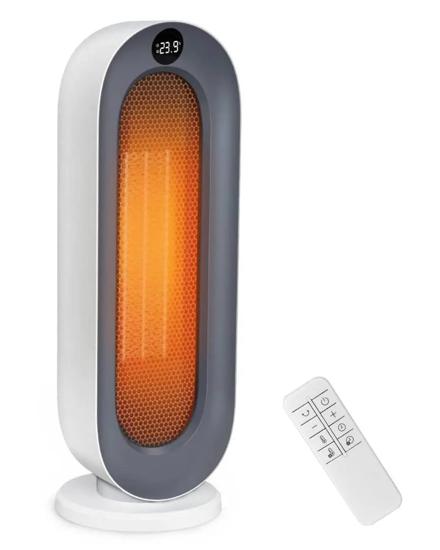 Compact ceramic fan heater with automatic swing, 3-stage temperature adjustment