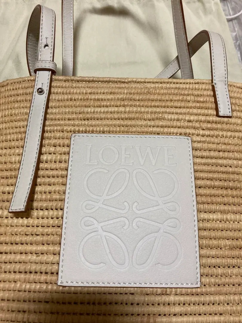 Loewe Square Basket Bag Small Raffia & Calfskin