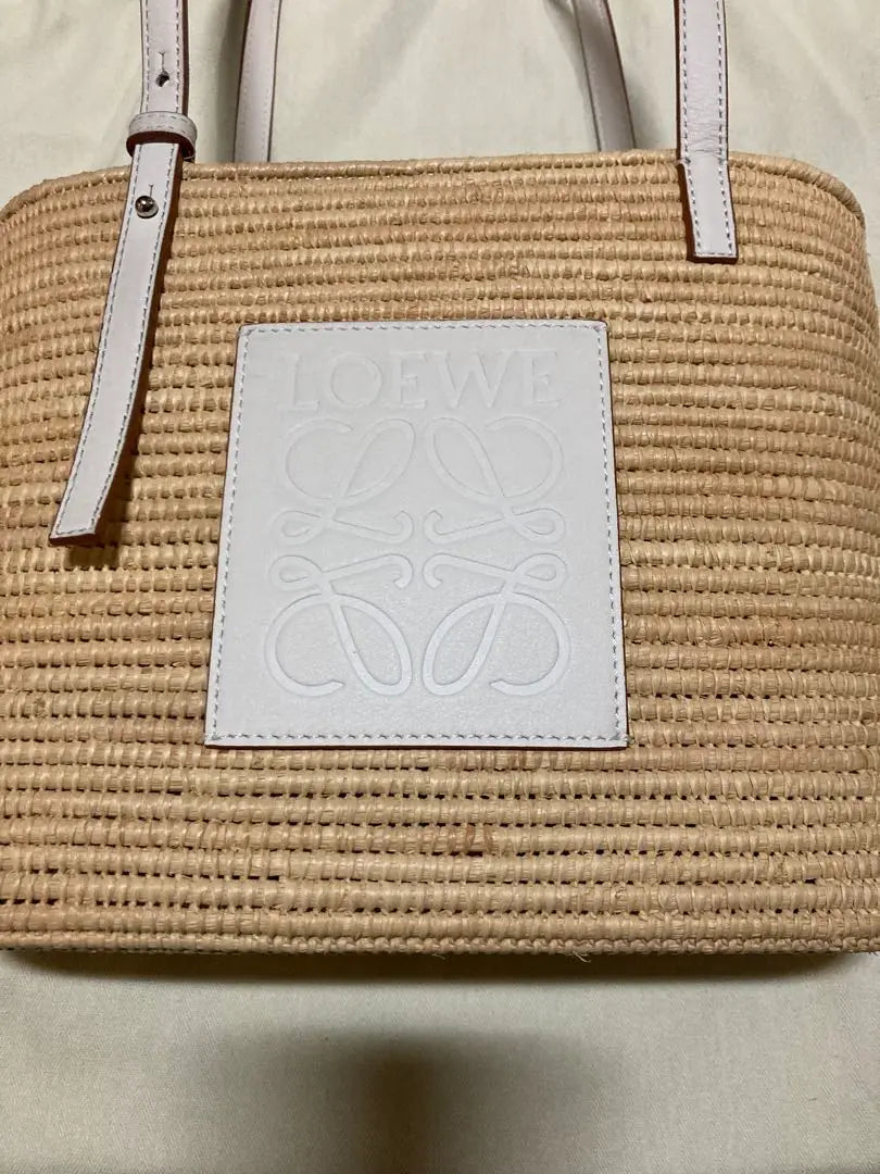 Loewe Square Basket Bag Small Raffia & Calfskin