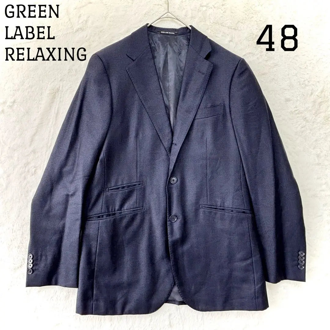 Green Label Relaxing Tailored Jacket Navy Check Men's