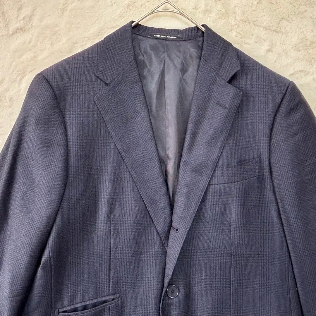 Green Label Relaxing Tailored Jacket Navy Check Men's