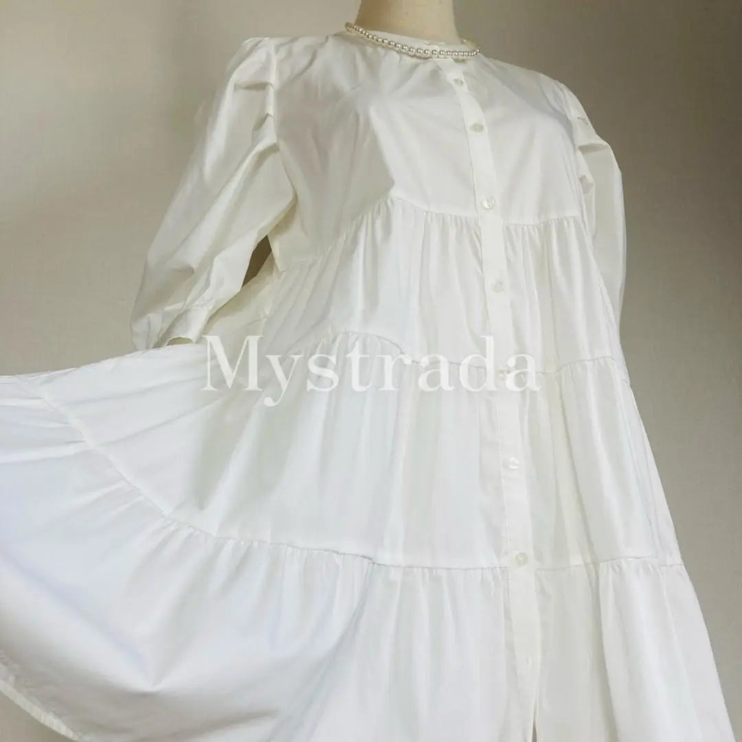 [Beautiful goods in translation] My Strada Puff Sleeve Treated Tunic Shirt Matanity | 【訳あり美品】マイストラーダ　パフスリーブティアードチュニックシャツ　マタニティ