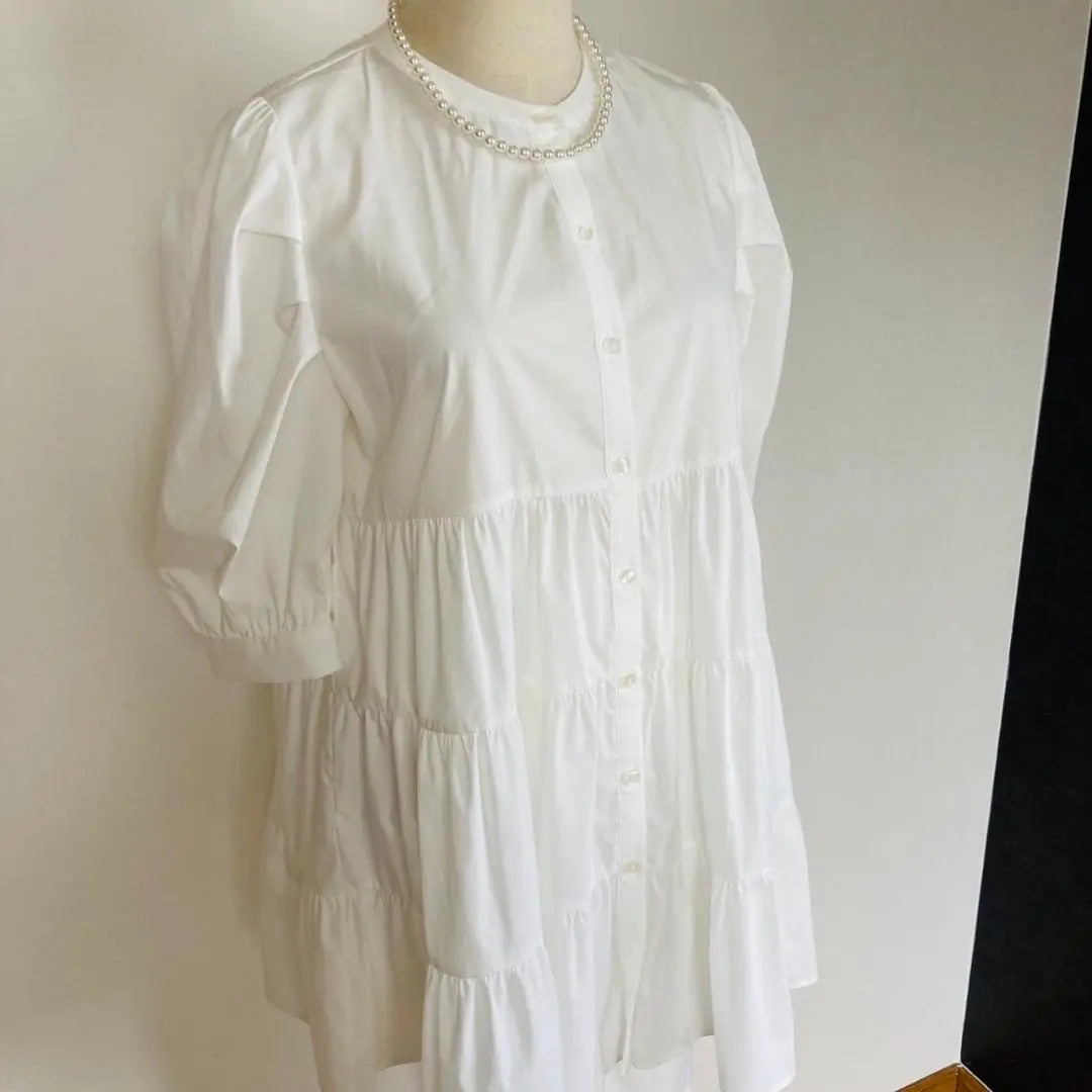 [Beautiful goods in translation] My Strada Puff Sleeve Treated Tunic Shirt Matanity | 【訳あり美品】マイストラーダ　パフスリーブティアードチュニックシャツ　マタニティ