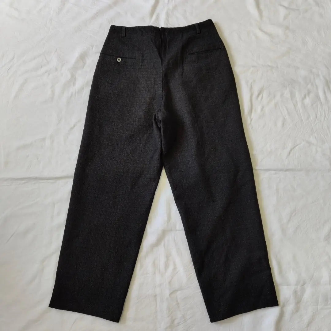 40s50s60s Kasuri Kasuri Wool Slacks Two-Tuck Black Black Yellow