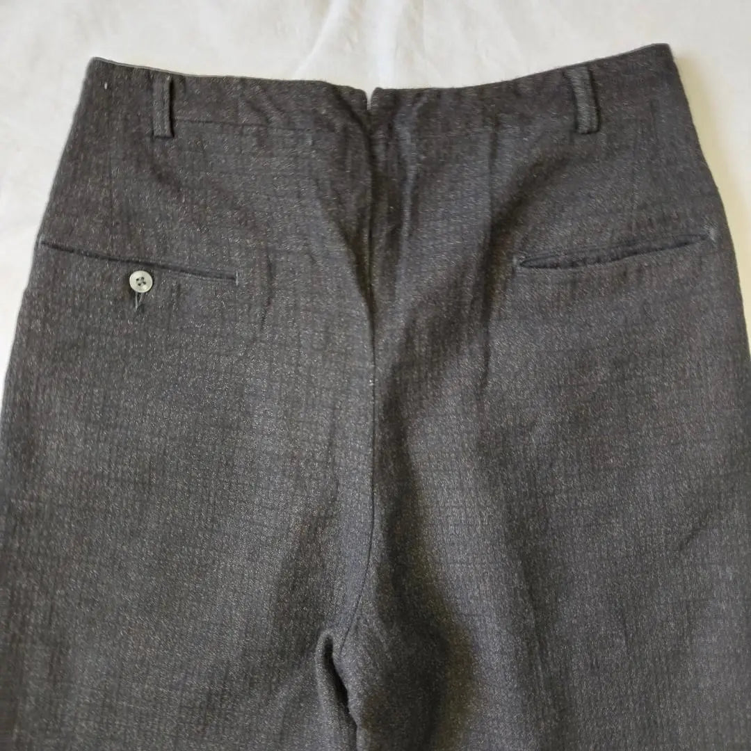 40s50s60s Kasuri Kasuri Wool Slacks Two-Tuck Black Black Yellow