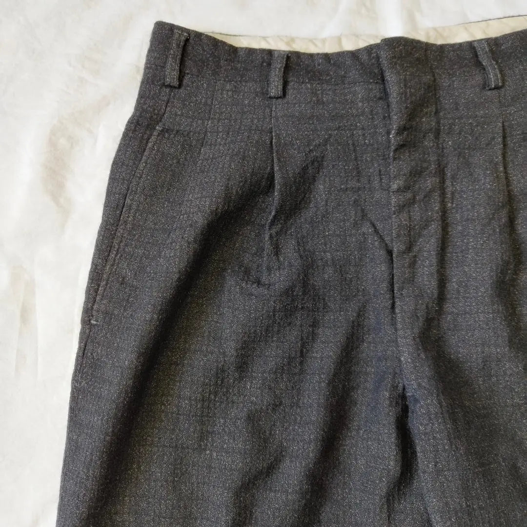 40s50s60s Kasuri Kasuri Wool Slacks Two-Tuck Black Black Yellow