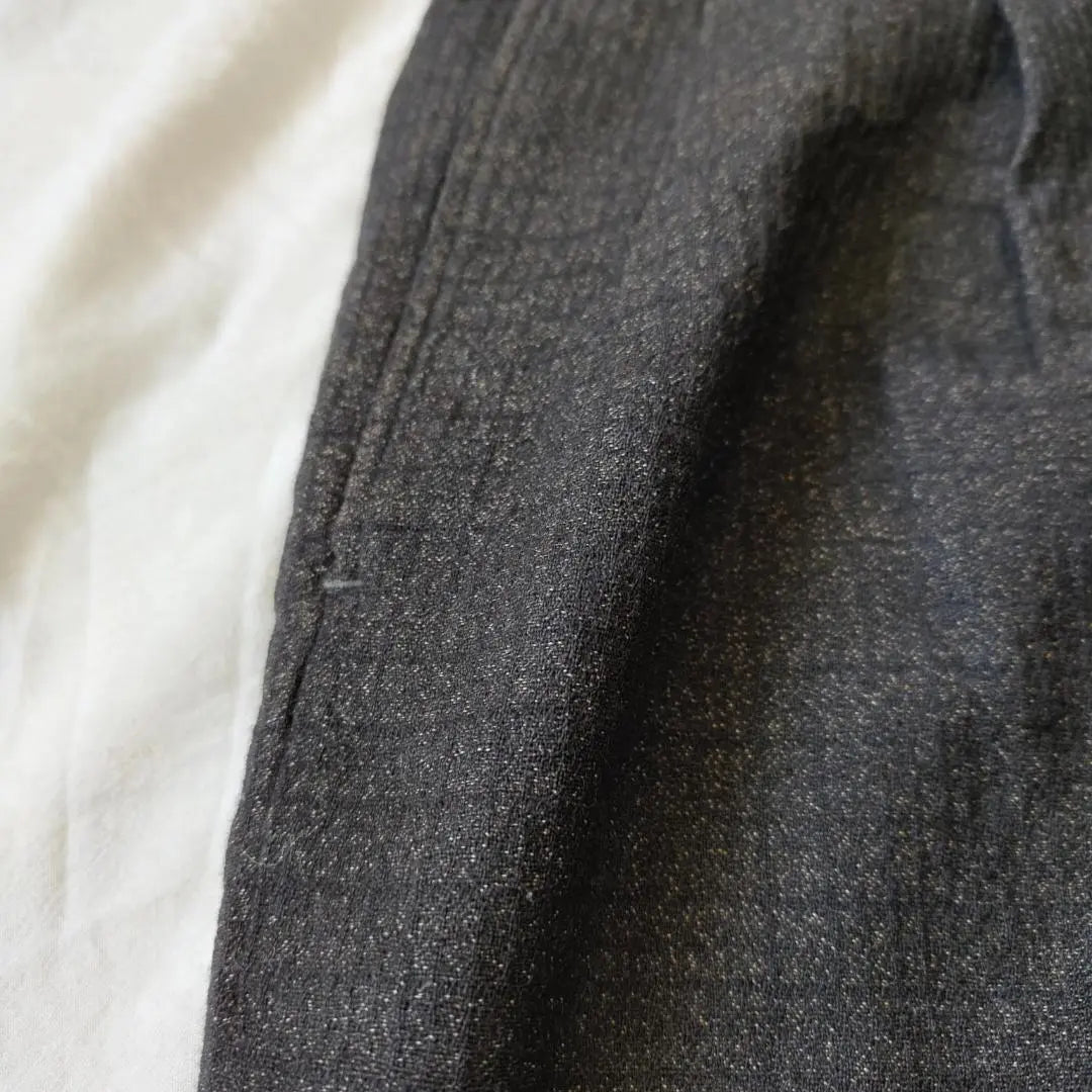 40s50s60s Kasuri Kasuri Wool Slacks Two-Tuck Black Black Yellow