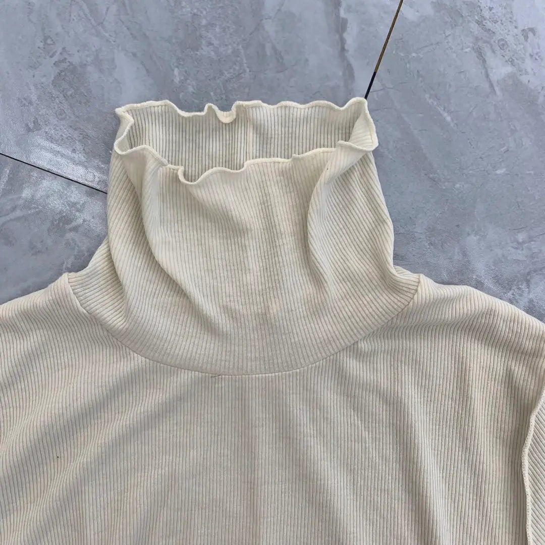 Tops GU lip cuello alto beige manga larga liso talla M Simple | GU リブタートルネックトップス ベージュ 長袖 無地 Mサイズ シンプル