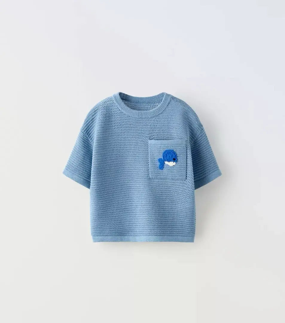 ◎New and unused tag included◎ZARA crochette knit T-shirt Whale