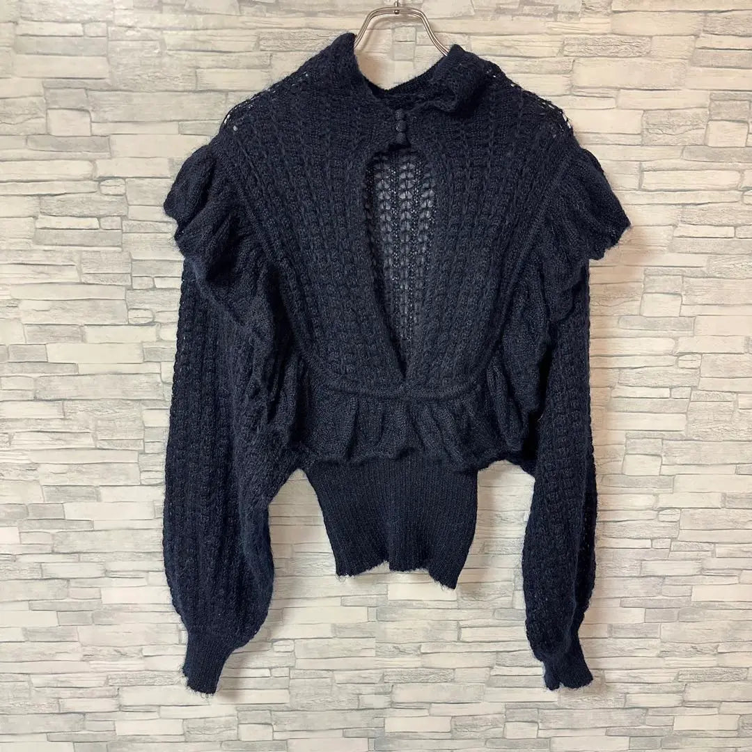 Just cover knit [42] Navy chest open sweater fashionable | ジャストカヴァリ　ニット　【42】　ネイビー　胸元開き　セーター　おしゃれ