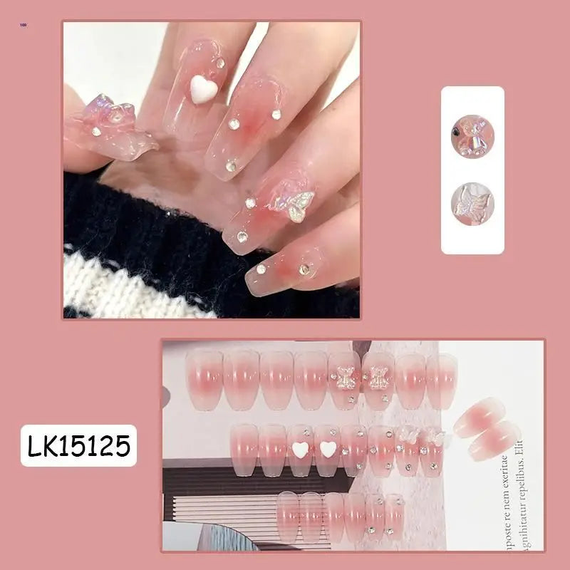 Limited time discount 578 3D nail tip French girly easy fake nails Long 7ei