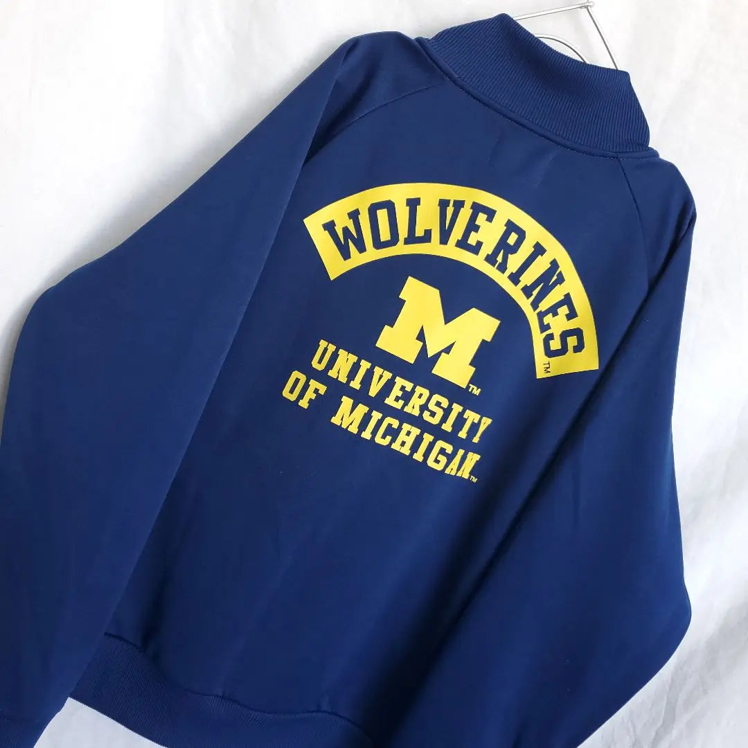 Michigan track jacket jersey college logo University of Michigan navy yellow