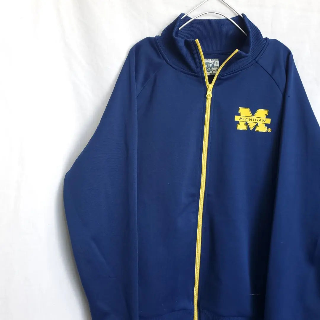 Michigan track jacket jersey college logo University of Michigan navy yellow