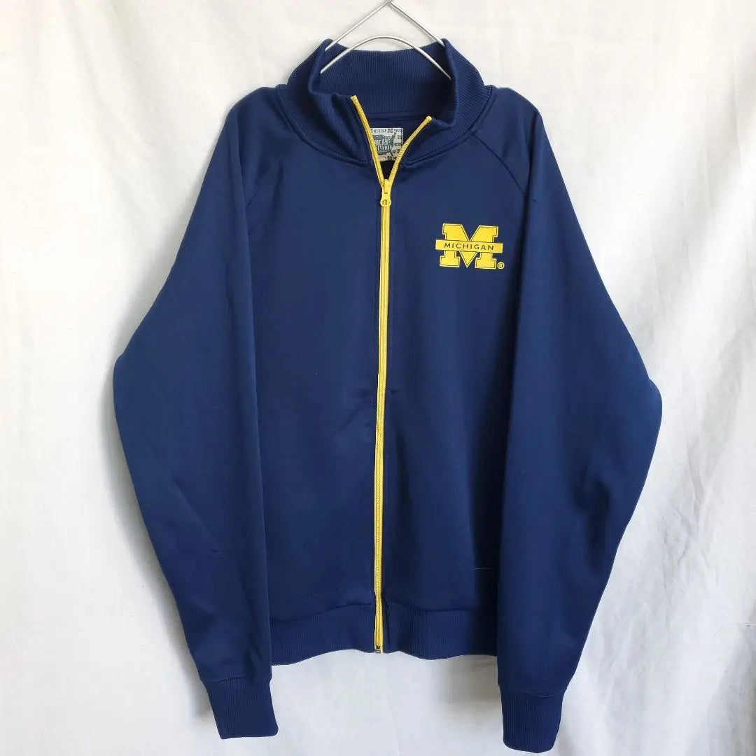 Michigan track jacket jersey college logo University of Michigan navy yellow