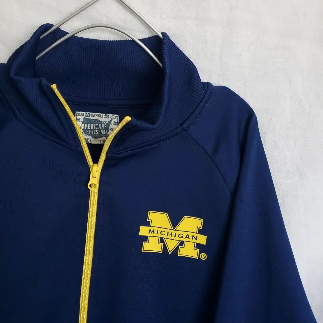 Michigan track jacket jersey college logo University of Michigan navy yellow