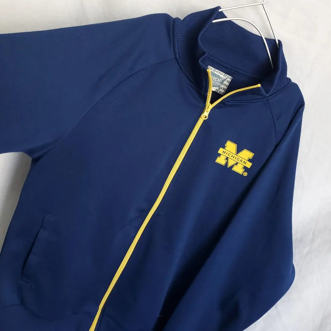 Michigan track jacket jersey college logo University of Michigan navy yellow