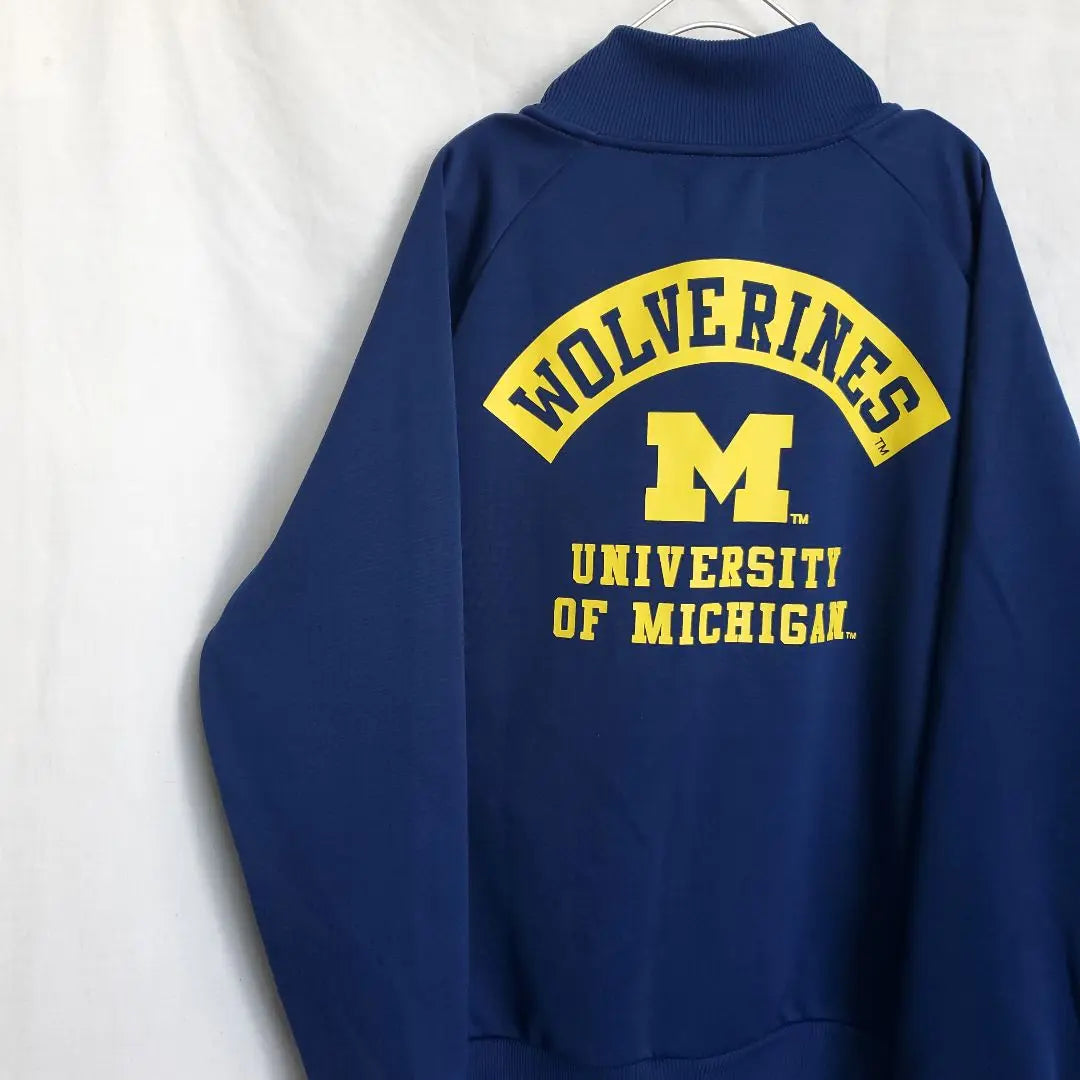 Michigan track jacket jersey college logo University of Michigan navy yellow