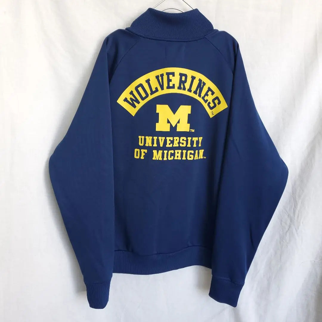 Michigan track jacket jersey college logo University of Michigan navy yellow