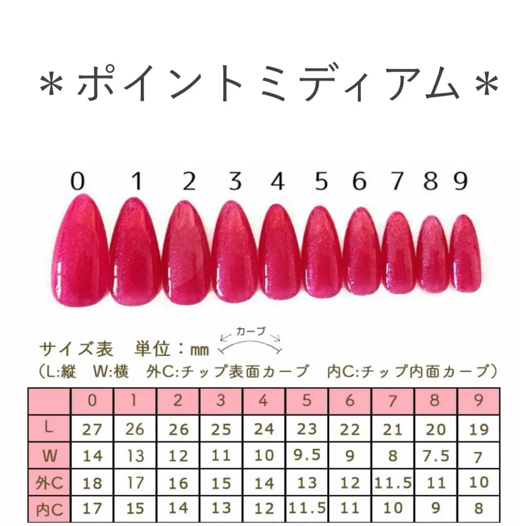 [54] Size-ordered nail tips, glitter, sparkling pearl