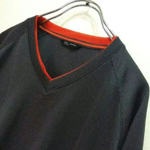 ⏳Ropa deportiva de manga larga con cuello en V para hombre "UNIQLO" [L] Gris cortado y cosido