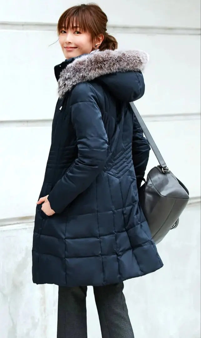 Lolled food with hooded down coat navy LL | ルイルエブティック フード付き ダウンコート　ネイビー　LL