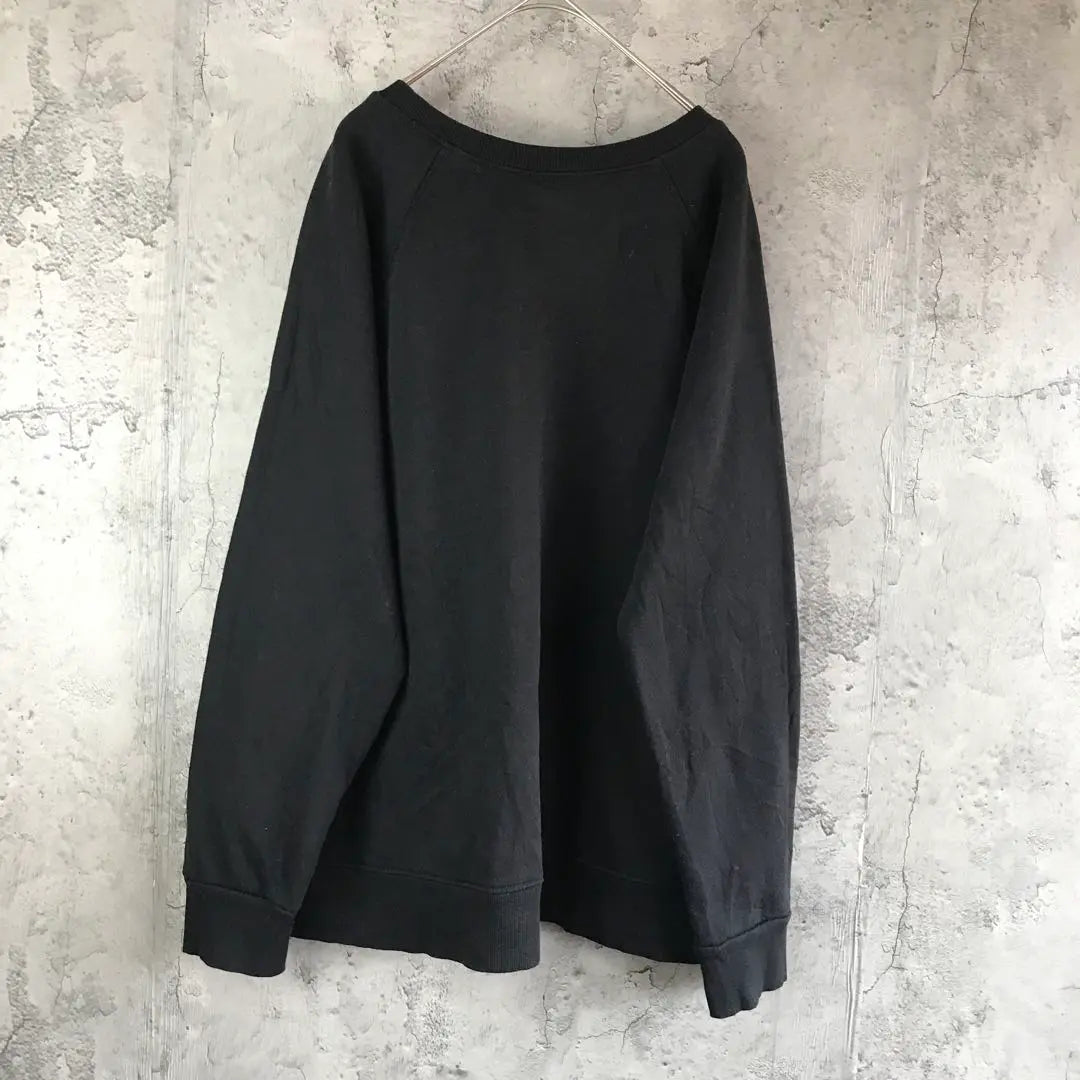 Y3695 Vintage Sweatshirt Sweatshirt Raglan Black Plain 90s Y2K