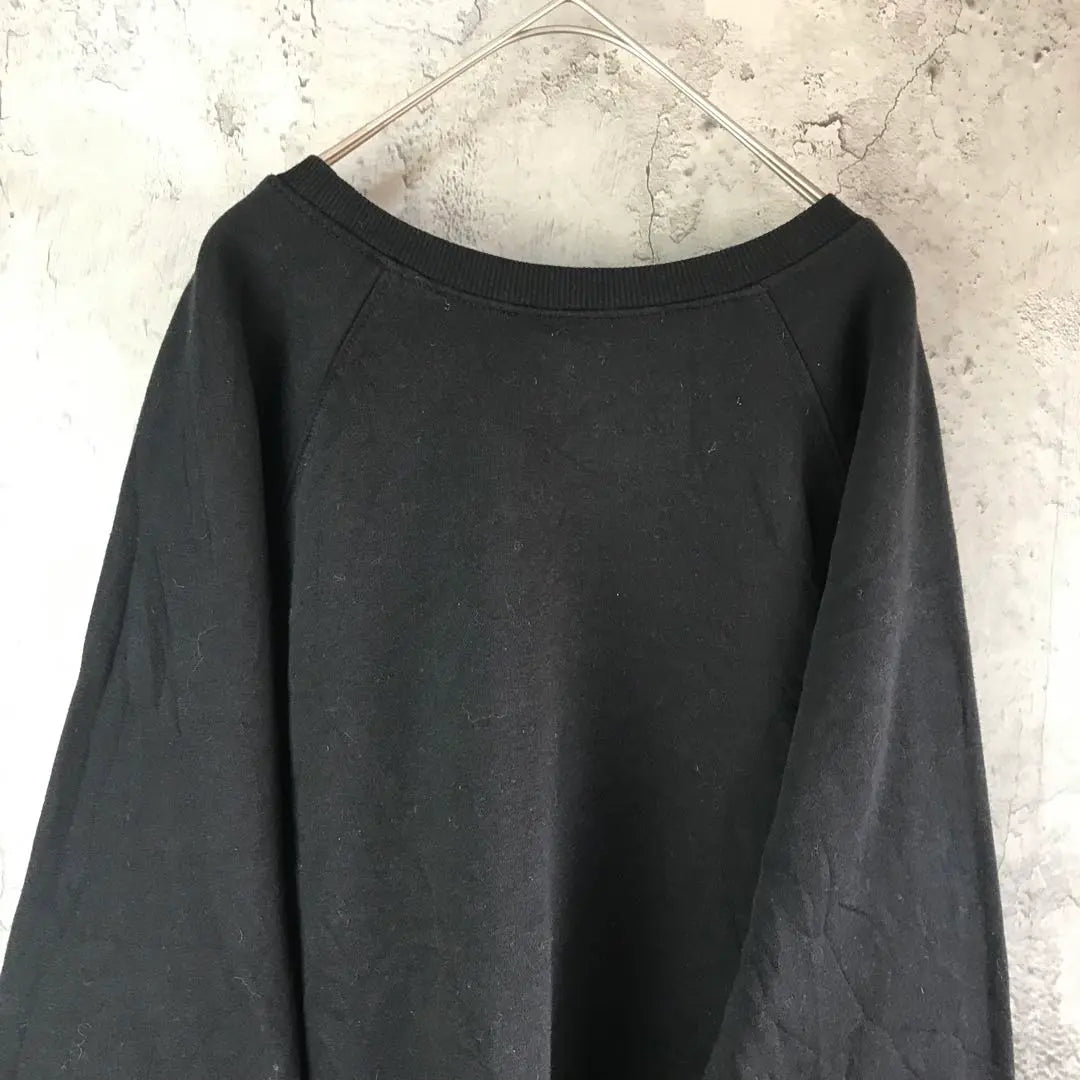 Y3695 Vintage Sweatshirt Sweatshirt Raglan Black Plain 90s Y2K