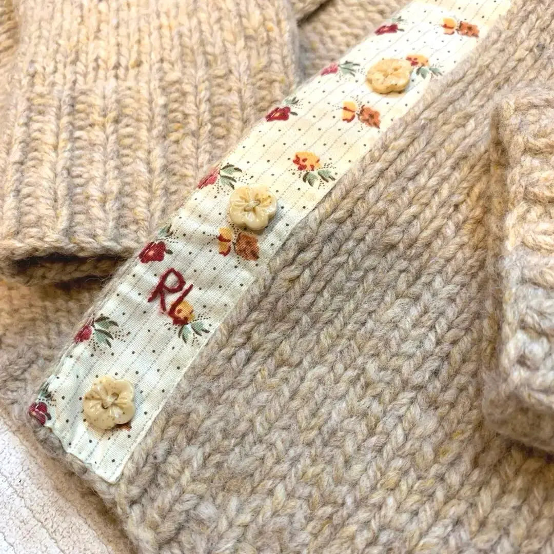 Ralph Lauren Knit Cardigan Beige 100% Wool