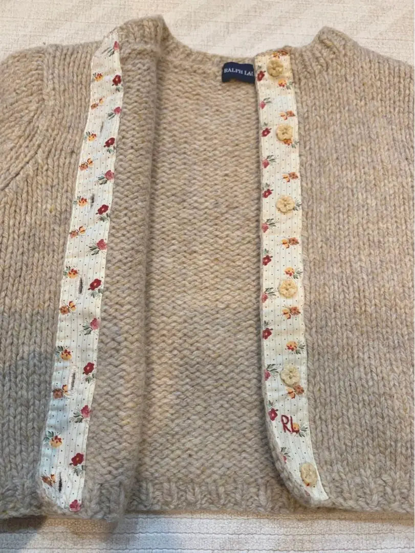 Ralph Lauren Knit Cardigan Beige 100% Wool