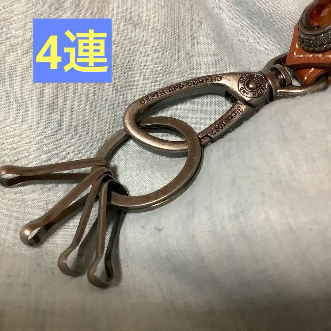 [High quality genuine leather] Belt ring keychain with stone ★New★Super cheap★