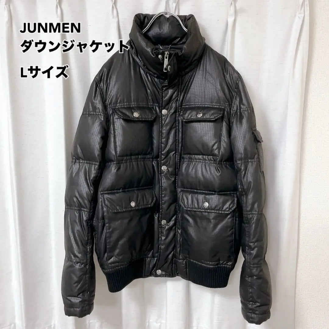 Junmen Black Down Jacket y2k L Outerwear Black Big Brother Style Thick | ジュンメン ブラック ダウンジャケット y2k L アウター 黒 お兄系 肉厚