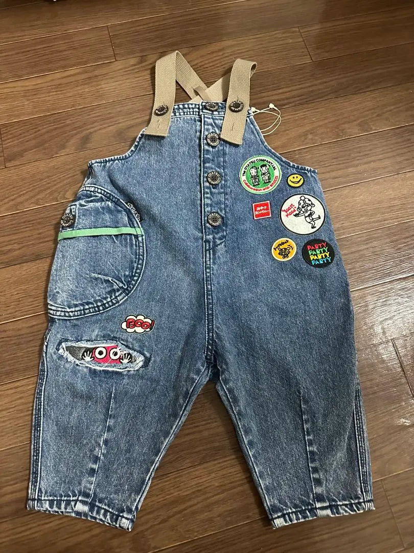 Denim overalls 90cm with character embroidery