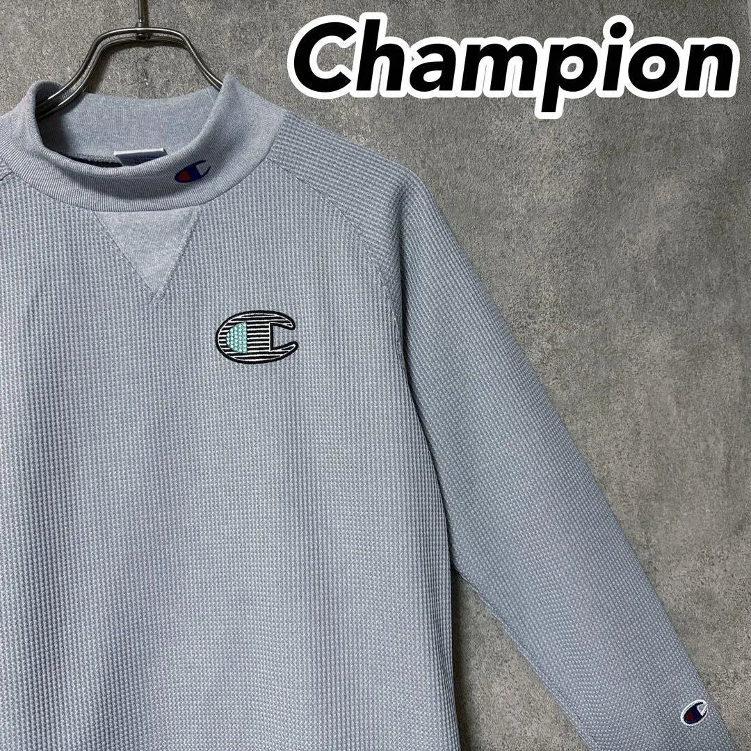 Champion Golf Long Sleeve Mock Neck Shirt Waffle Fabric