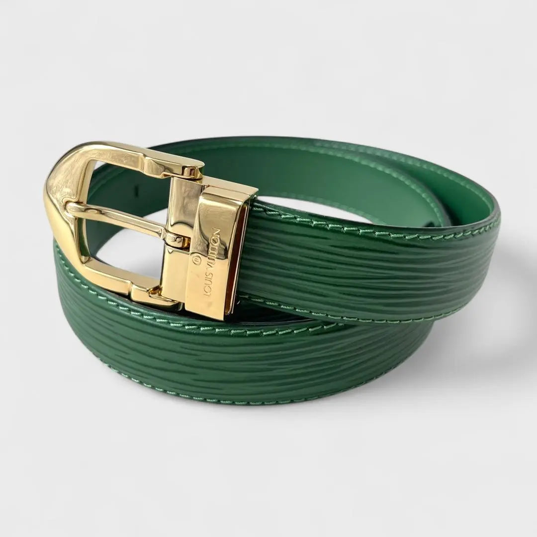 Superb condition ✨ Louis Vuitton Epi Santulle Classic Belt Gold Metallic Green | 極美品✨ルイヴィトン エピ サンチュールクラシック ベルト ゴールド金具 緑