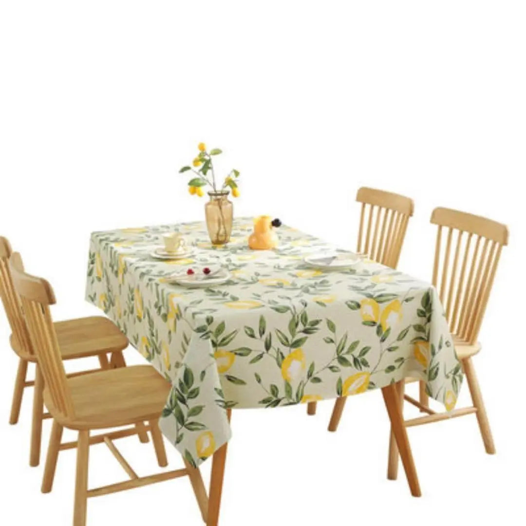 Yellow Water Repellent 140 x 180 Lemon Pattern Table Cover Tablecloth