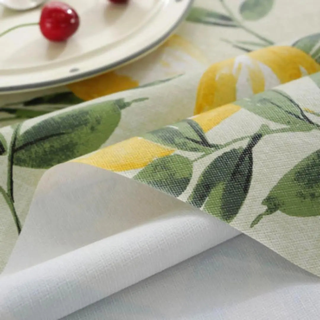 Yellow Water Repellent 140 x 180 Lemon Pattern Table Cover Tablecloth