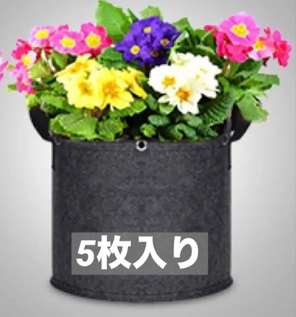 [3408] Non-woven planter, 5-piece set, large handle, width 50 x height 30cm