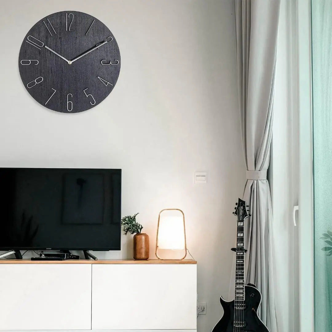 ☆Reloj de pared moderno controlado por radio: veta de madera, silencioso, diseño de números en 3D