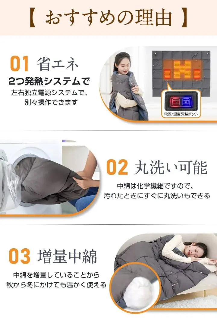 Instant warming powered blanket with 5 different uses | 5つの使い方ができるUSB給電の即暖電気ブランケット