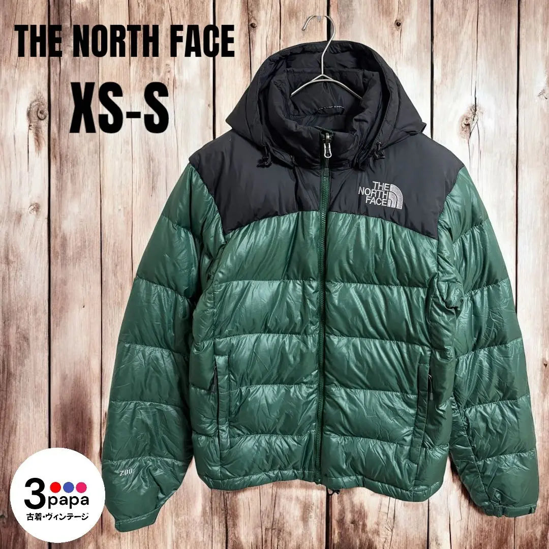 North Face Embroidered Logo 700 Fill Nupsi Down Jacket Green XS-S