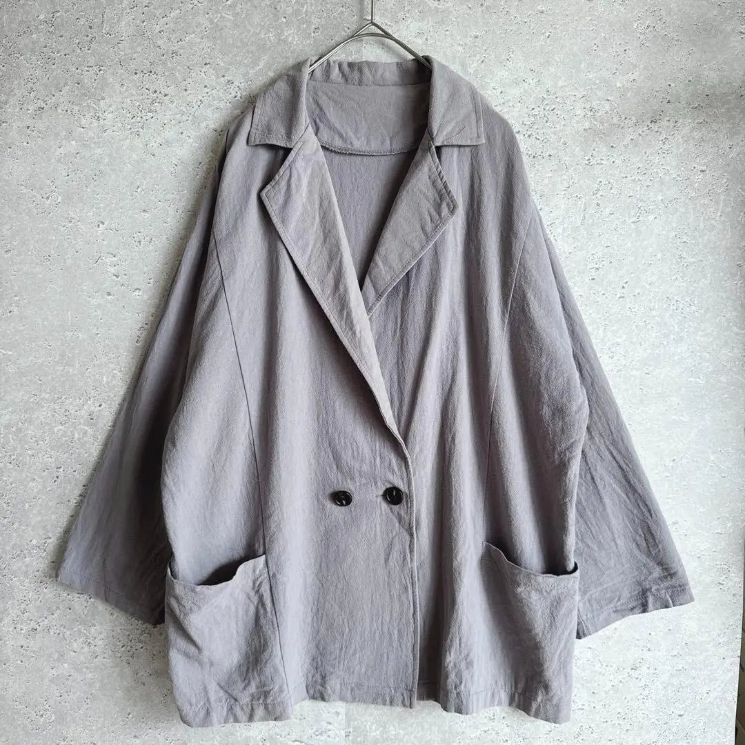 Grail Tailored Jacket L Smoked Grey Double Button Thin Loose