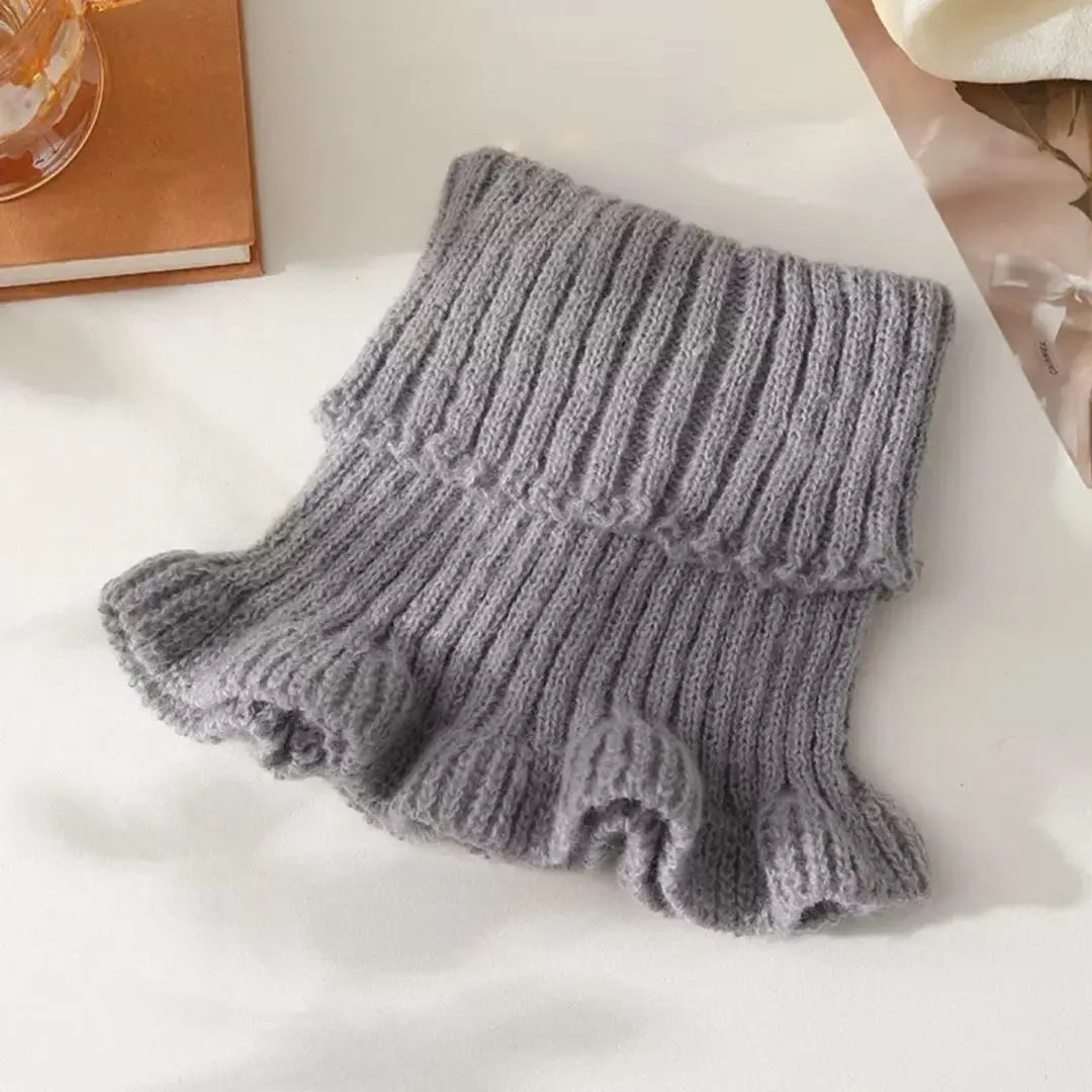 Neck warmer gray knit Korean high -neck fashionable muffler snood