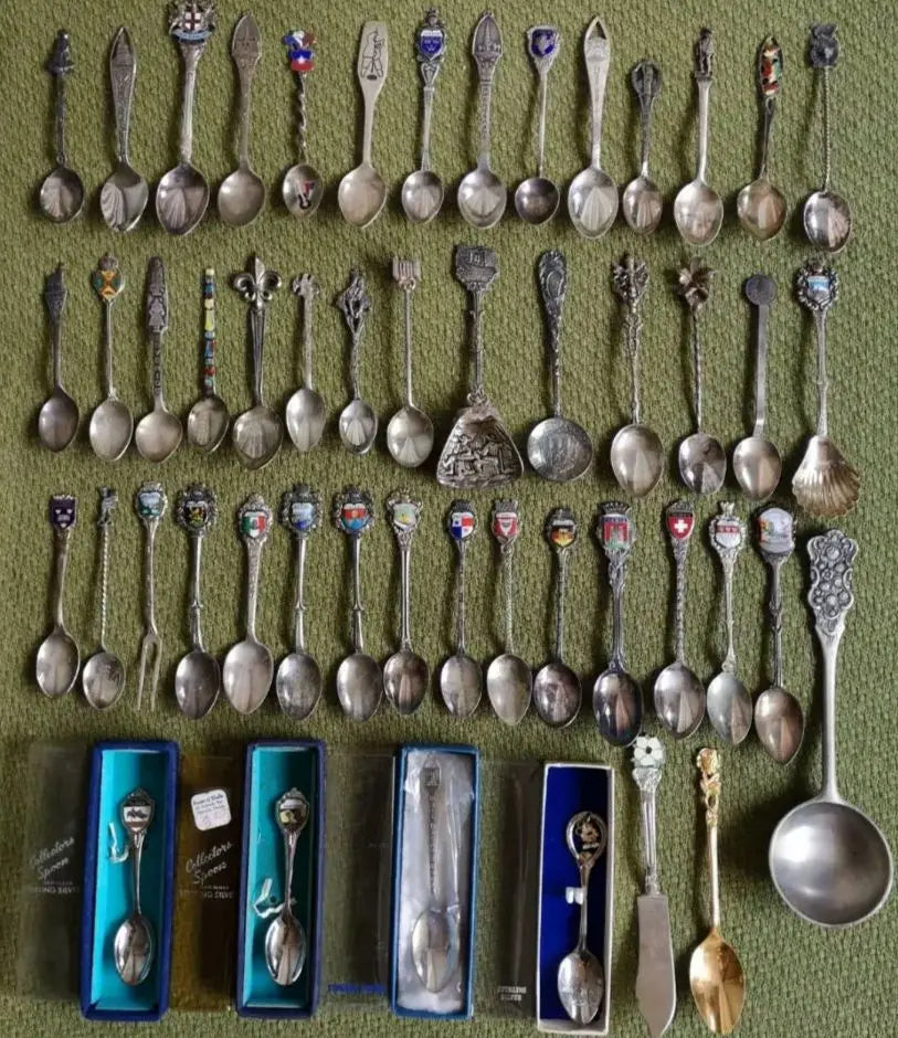 Exquisite Silver British German World Antique Spoons 50 Pieces