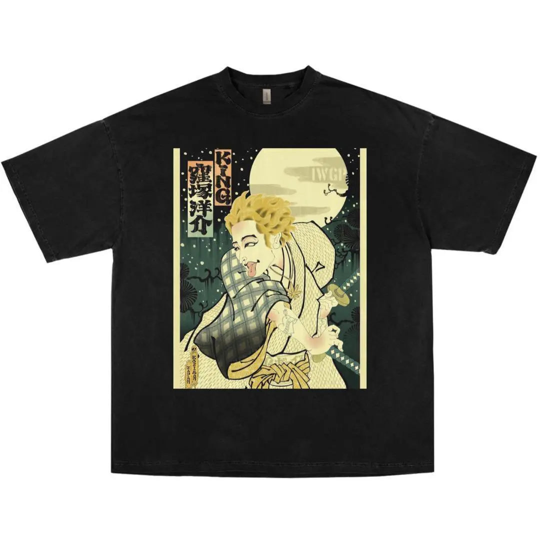 IWGP King Kubozuka Yosuke T-shirt Ukiyoe Black