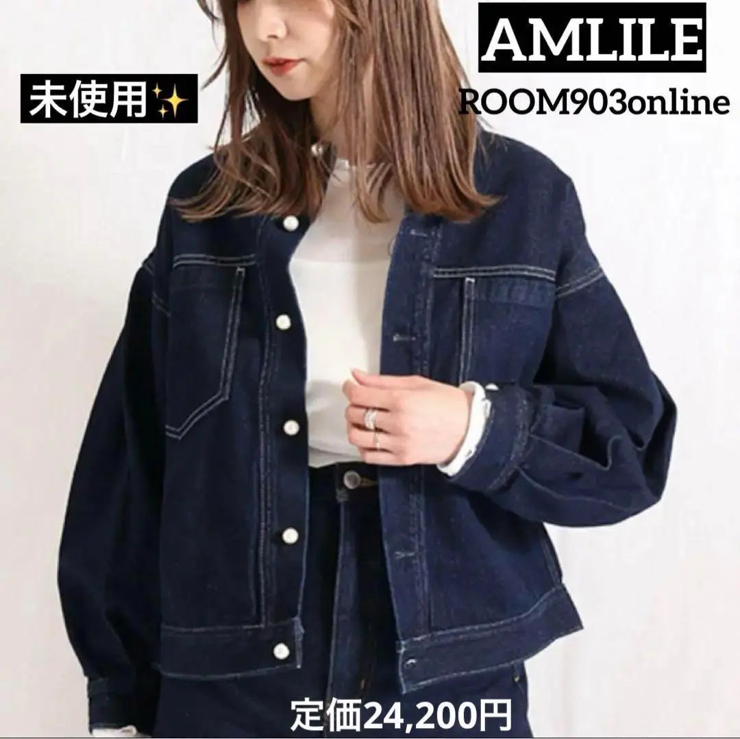 Unused ✨️AMLILE Pearl Button Denim Jacket G-Jean Dark Blue