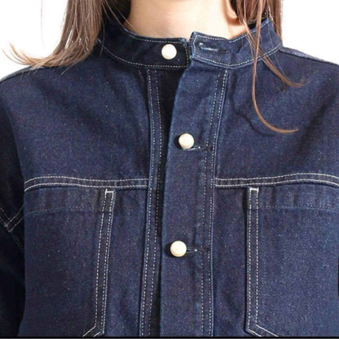 Unused ✨️AMLILE Pearl Button Denim Jacket G-Jean Dark Blue